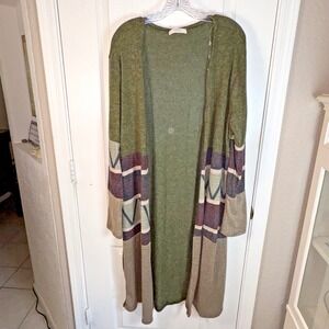 a.gain 1X Made in USA Cardigan NWOT Multi Print Warm Hues Soft Knit‎ Snake Skin